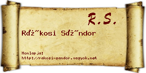 Rákosi Sándor névjegykártya