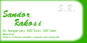 sandor rakosi business card